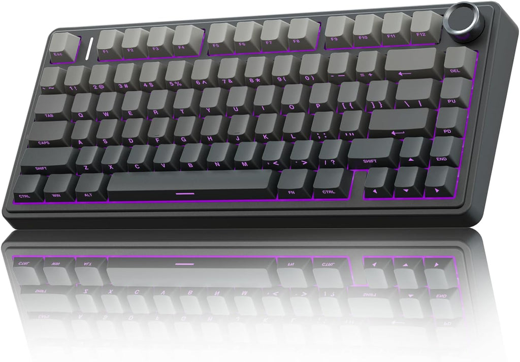 F75 Pro Wireless Mechanical Keyboard,75% Hot Swappable Custom Keyboard with Knob,Rgb Backlit,Pre-Lubed Reaper Switches,Side Printed PBT Keycaps,2.4Ghz/Usb-C/Bt5.0 Mechanical Gaming Keyboards