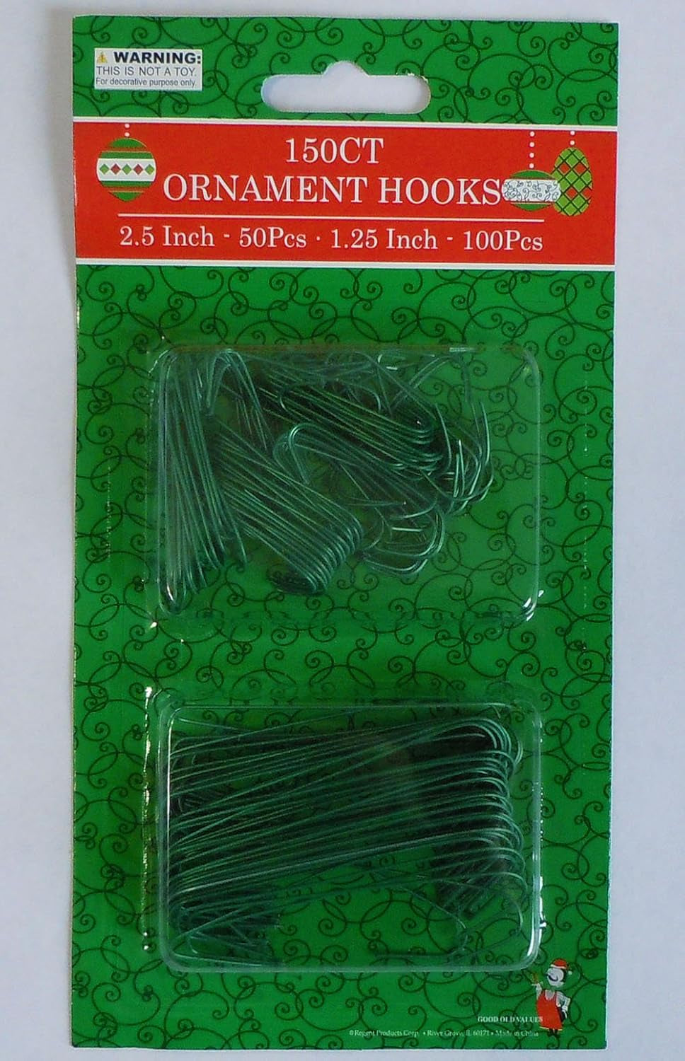 Silver and Green Ornament Hooks Pack of 150 (150, Green)